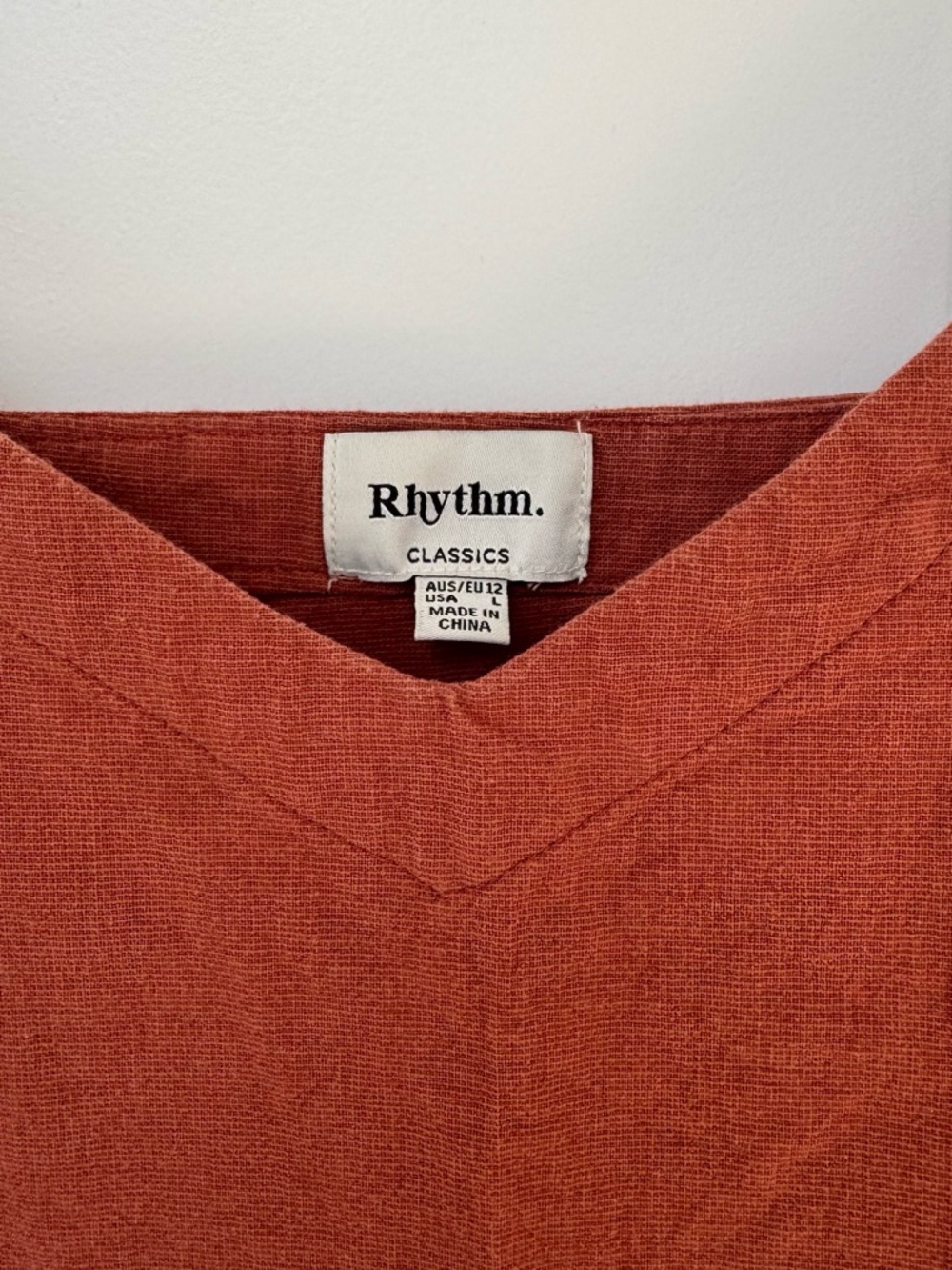 Rhythm Rust-Colored V-Neck Top